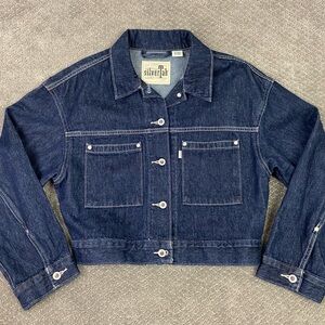 Levi's SilverTab Jacket Women’s Medium Blue Cropped Jean Denim Trucker